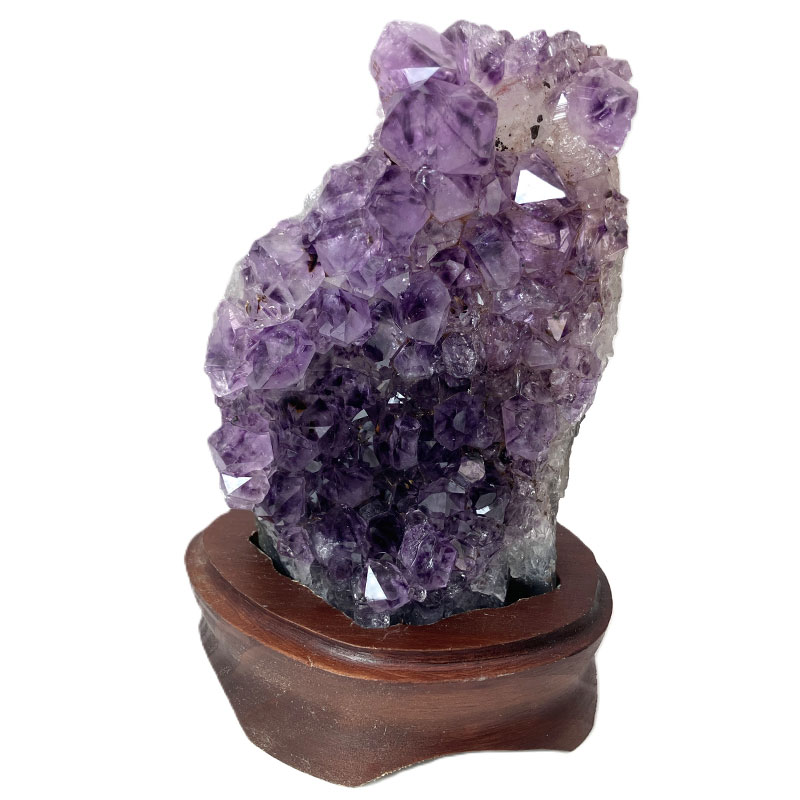 天然石彫刻鳥 アメジスト台座 NO25-2363