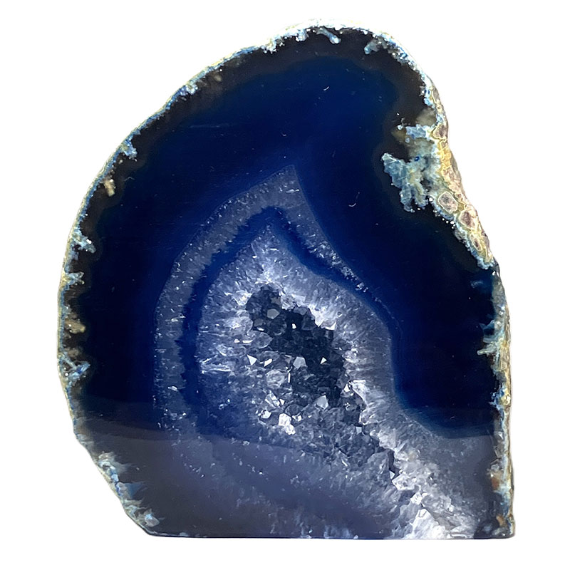 メノウ原石水晶付き（ブルー）約200g　No,3634