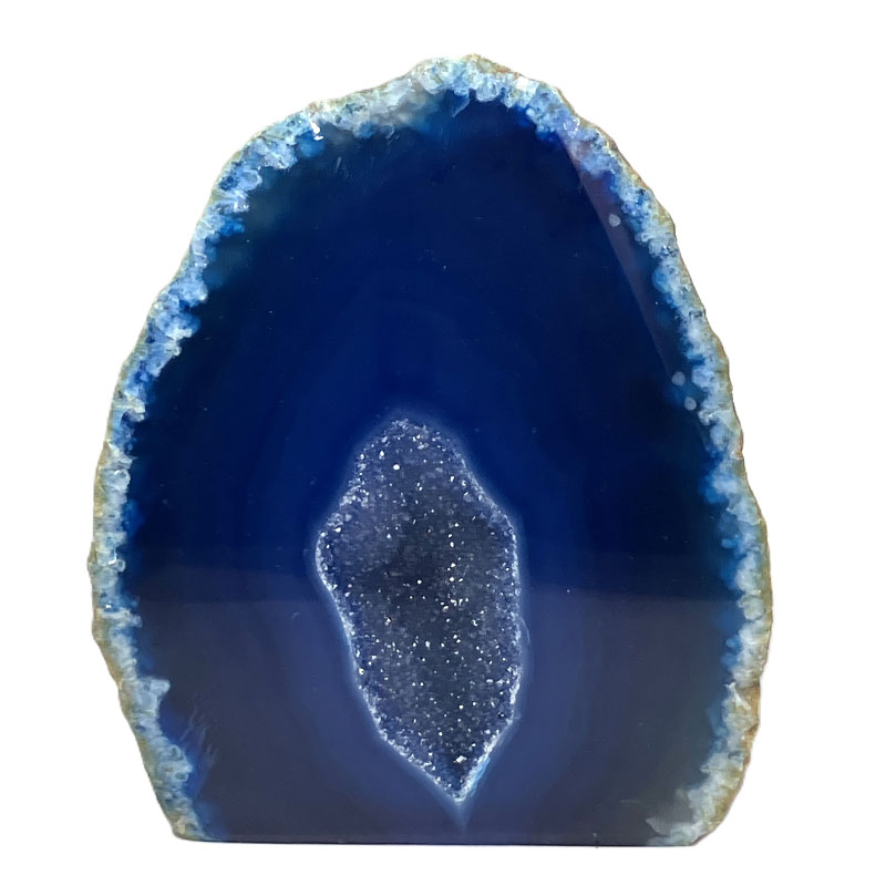 メノウ原石水晶付き（ブルー）約200g　No,3635