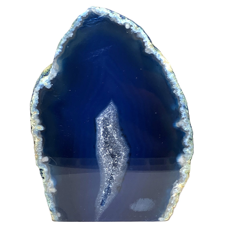 メノウ原石水晶付き（ブルー）約300g　No,3636