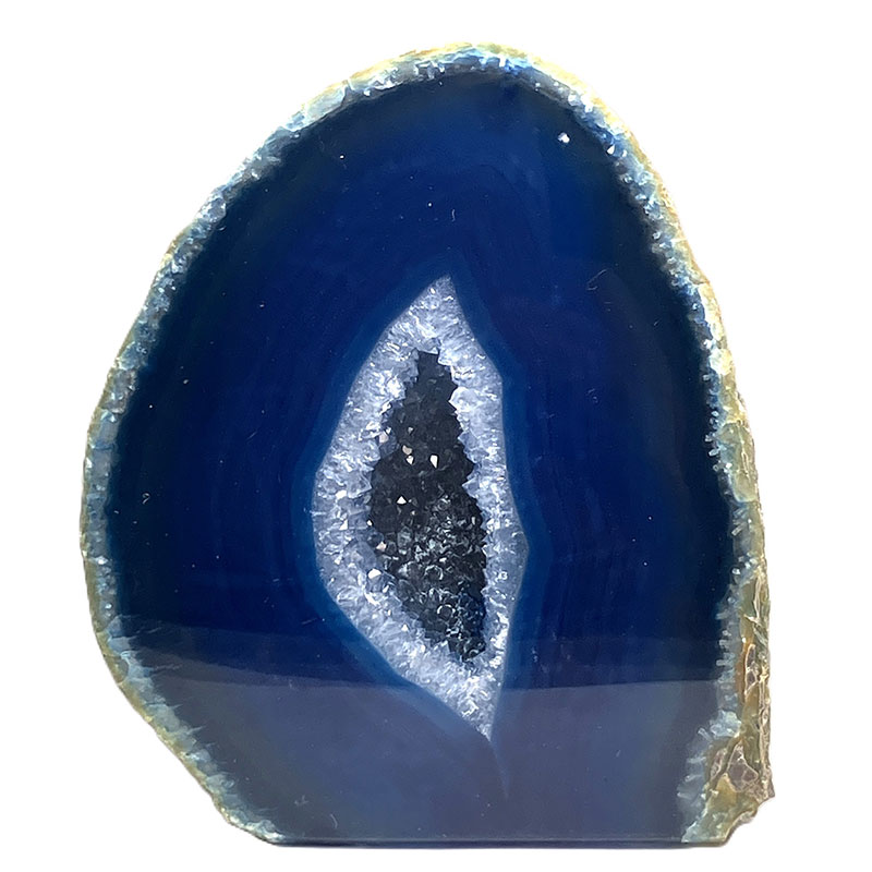 メノウ原石水晶付き（ブルー）約300g　No,3637