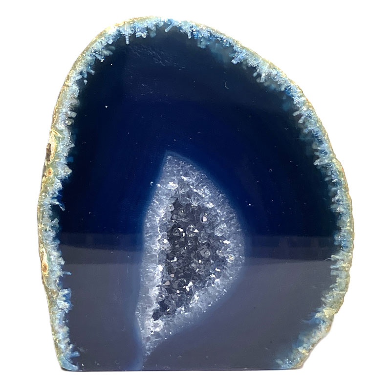 メノウ原石水晶付き（ブルー）約300g　No,3639