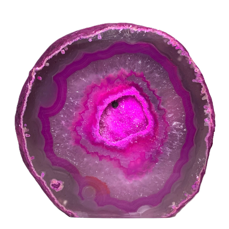 メノウ原石水晶付き（ピンク）約300g　No,3642