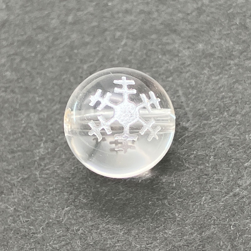 【ビーズ】彫パーツ水晶 10mm 5個セット(雪の結晶/玉) No,3806