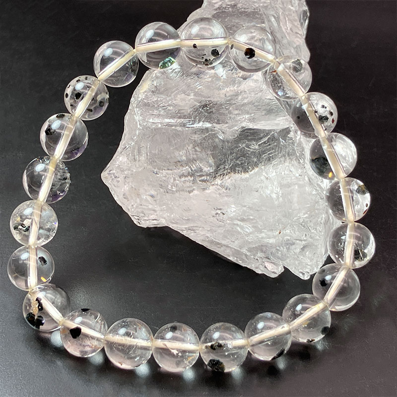 グリーントルマリン インクォーツ　ブレス　9mm　No,3894