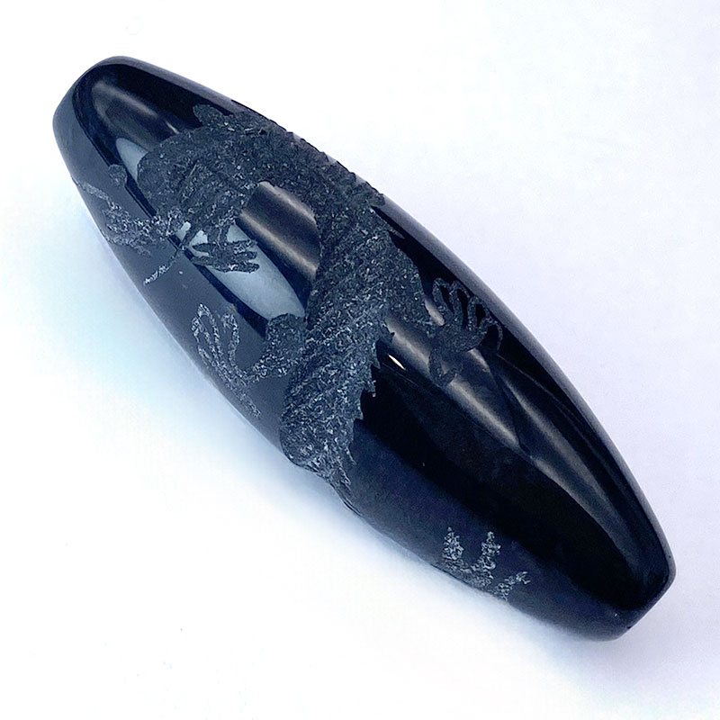 天珠 龍 オブシディアン　No,4339