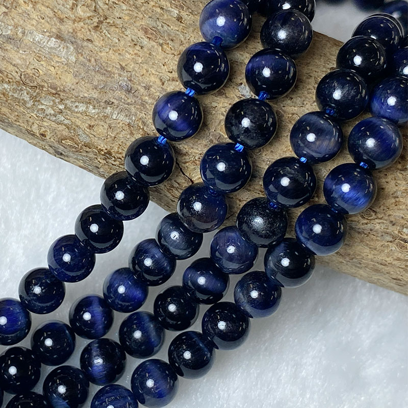 連ビーズ ブルー タイガーアイ