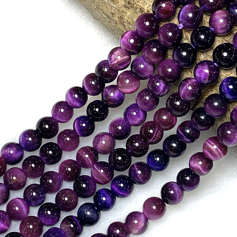 連ビーズ パープル タイガーアイ