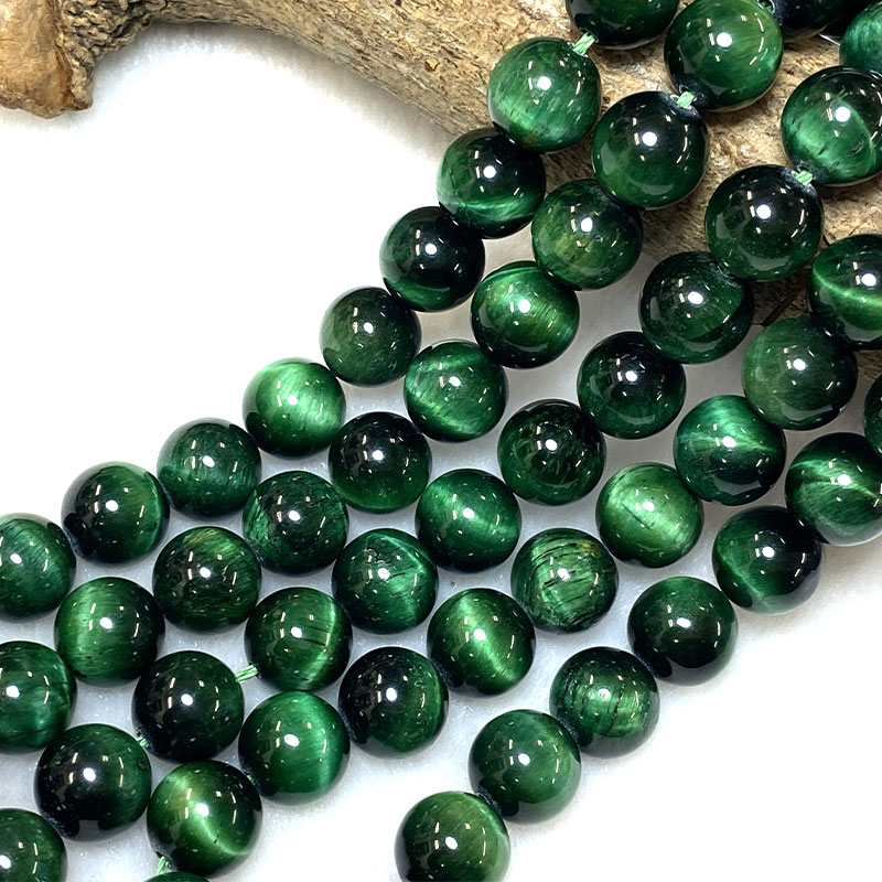 連ビーズ グリーン タイガーアイ