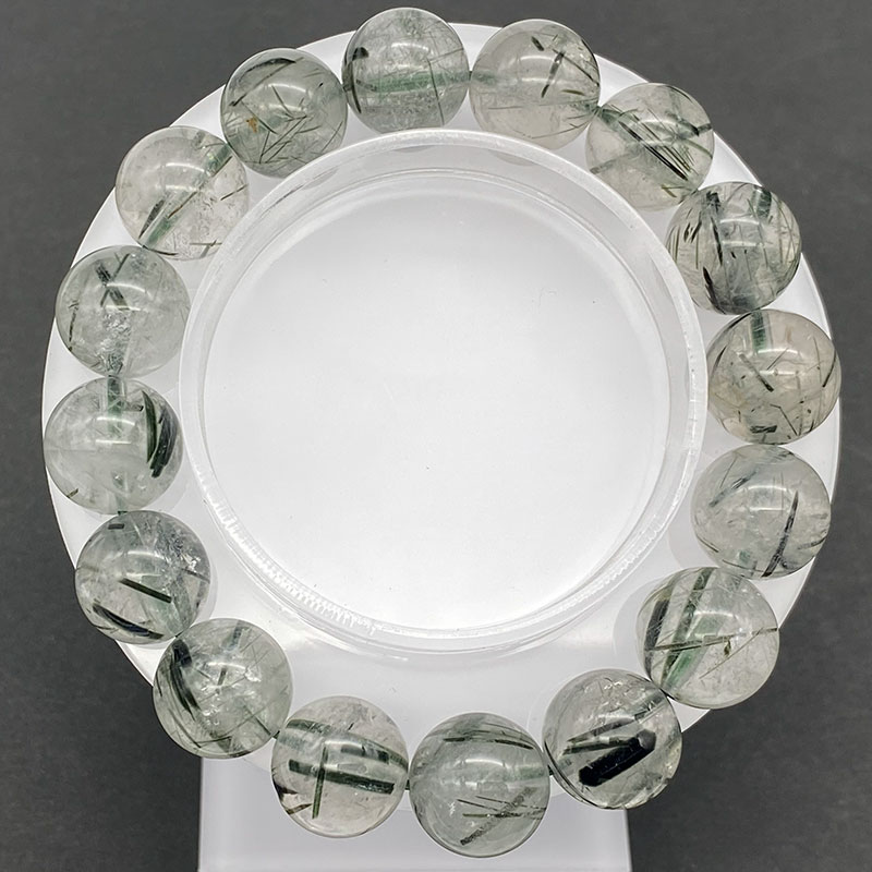 グリーントルマリン インクォーツ　ブレス　12mm　No,4366