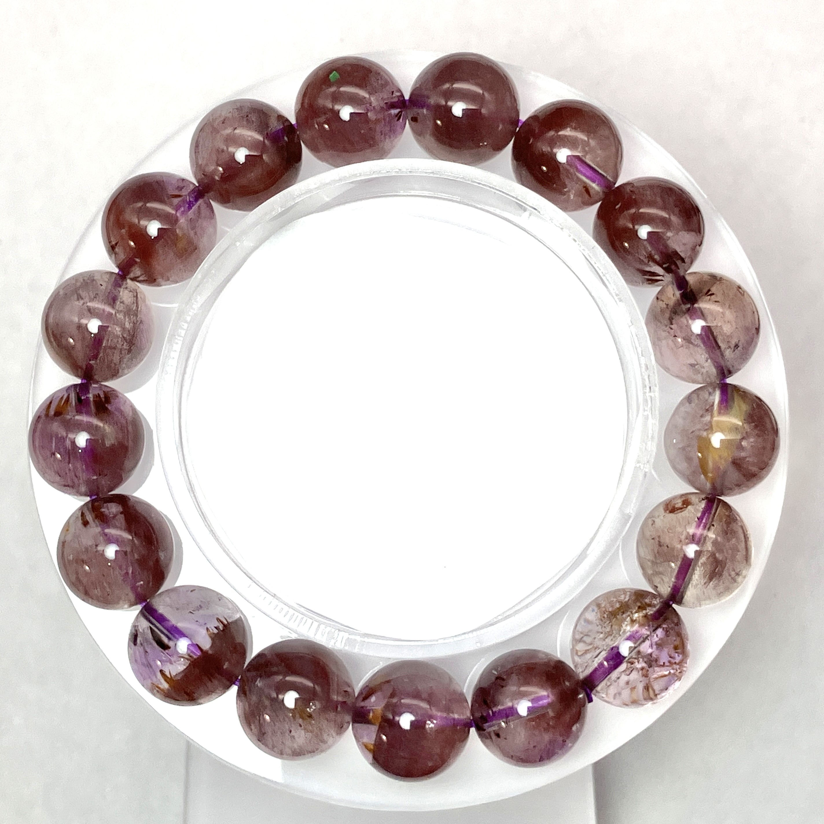 カコクセナイトイン アメジスト ブレス　37.5g/11mm　No,5168