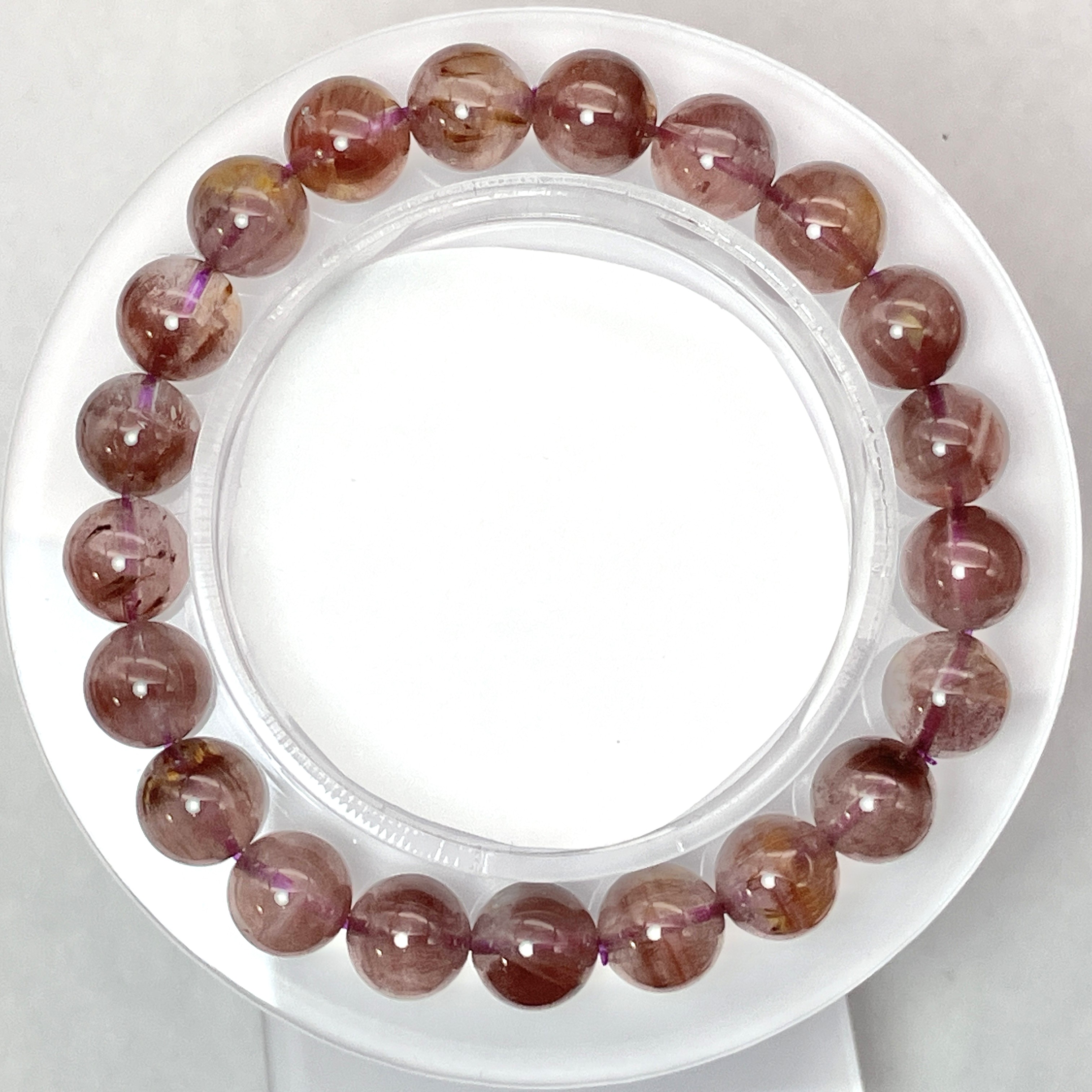 カコクセナイトイン アメジスト ブレス　22.0g/9mm　No,5171