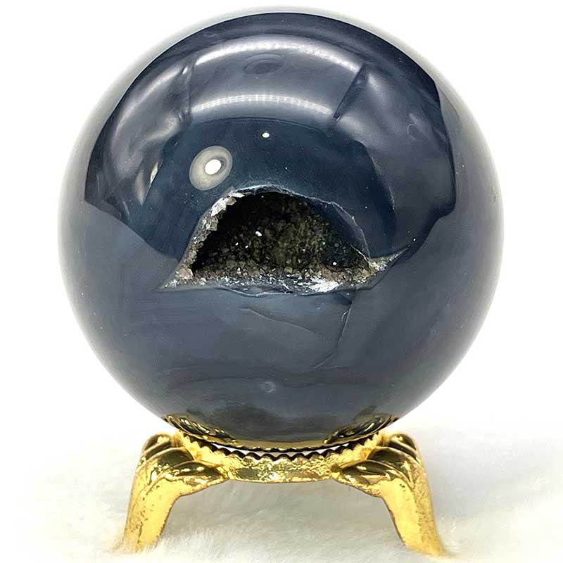 ブラックメノウ丸玉　約100g　No,5464