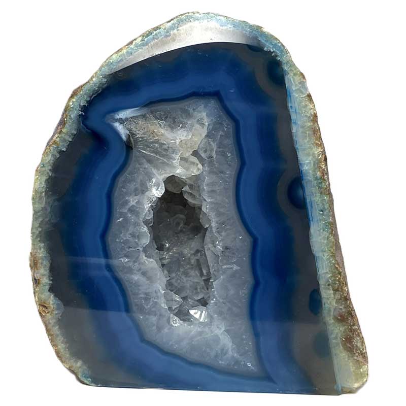 メノウ原石水晶付き（ブルー）約300g　No,5652