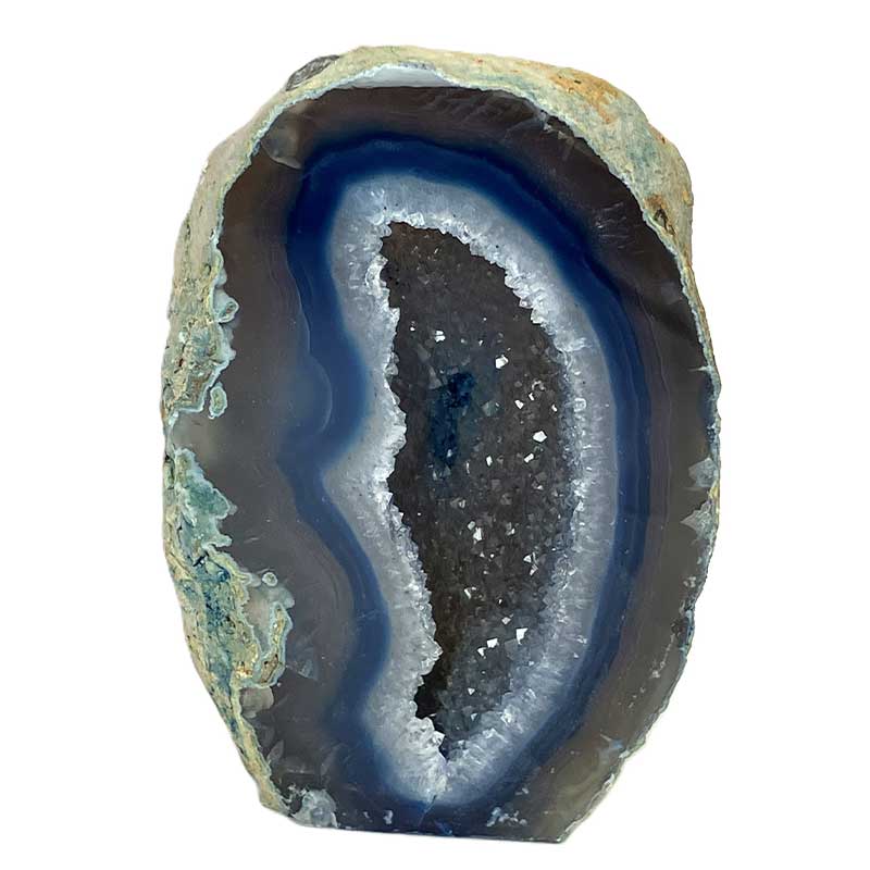 メノウ原石水晶付き（ブルー）約300g　No,5654