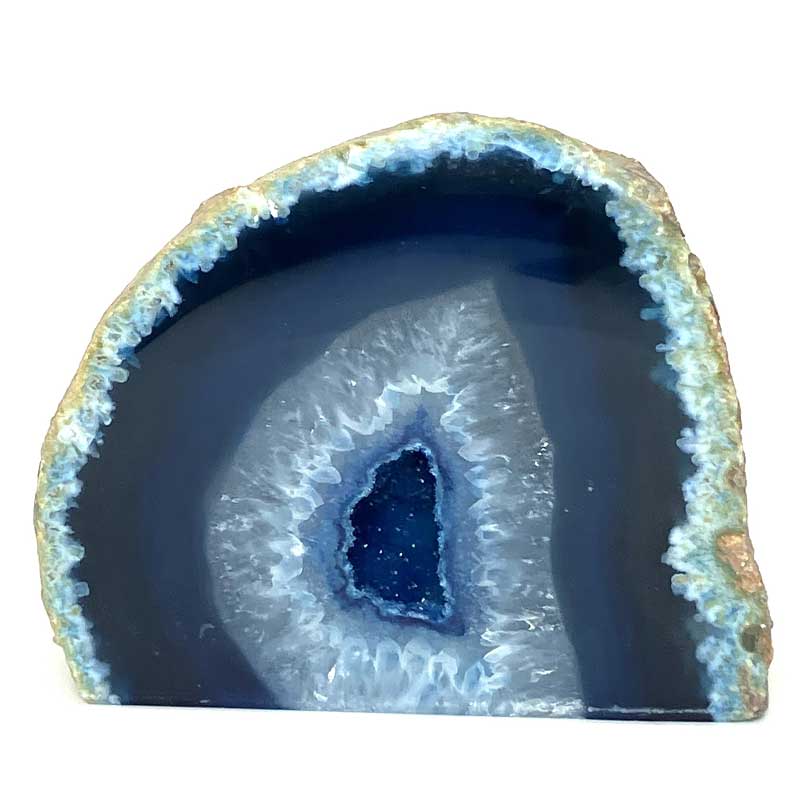 メノウ原石水晶付き（ブルー）約300g　No,5656