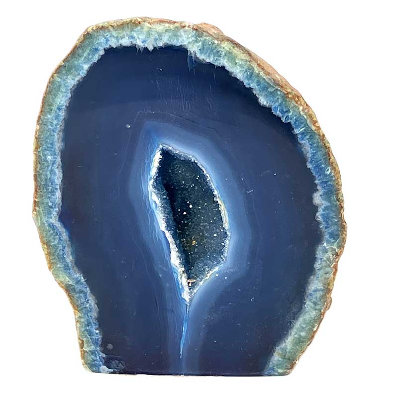 メノウ原石水晶付き（ブルー）約200g　No,5659
