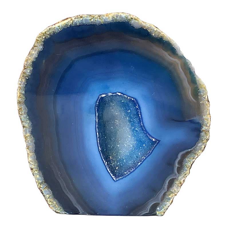 メノウ原石水晶付き（ブルー）約200g　No,5661
