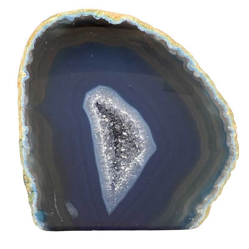 メノウ原石水晶付き（ブルー）約200g　No,5662