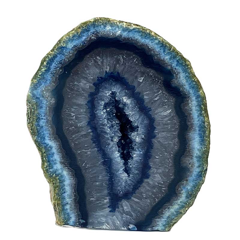 メノウ原石水晶付き（ブルー）約200g　No,5663