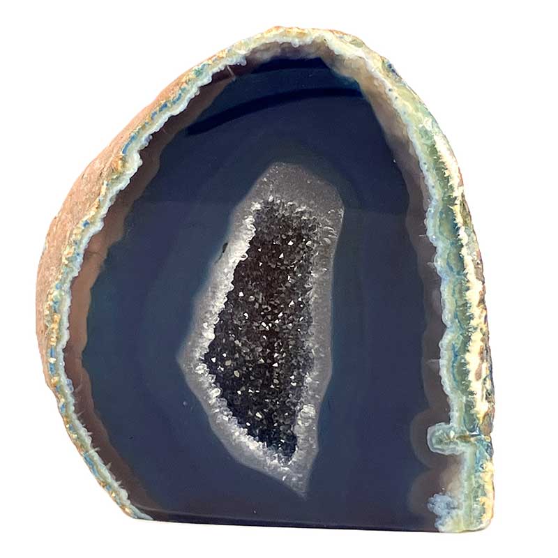 メノウ原石水晶付き（ブルー）約200g　No,5666