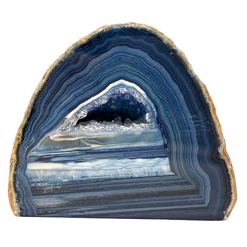 メノウ原石水晶付き（ブルー）約200g　No,5667