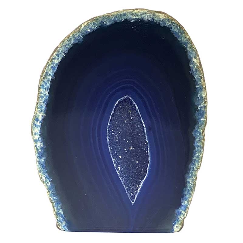 メノウ原石水晶付き（ブルー）約200g　No,6039