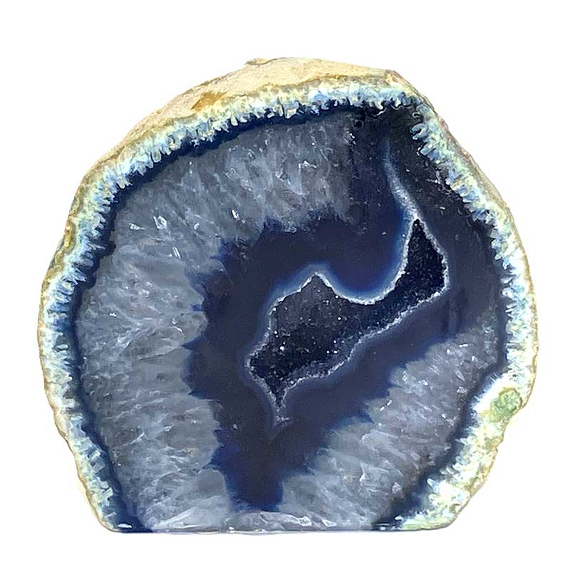 メノウ原石水晶付き（ブルー）約200g　No,6040