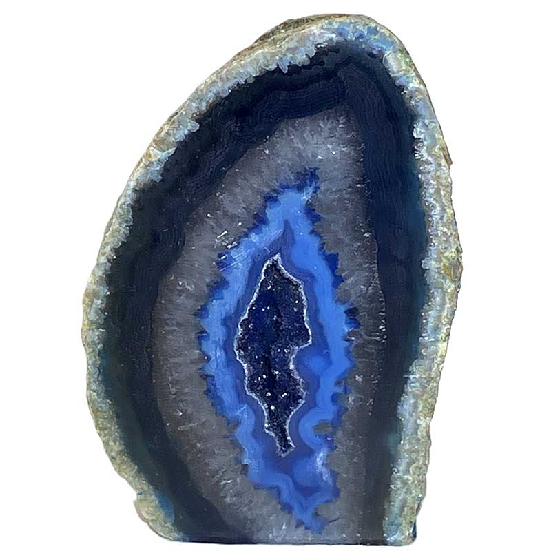 メノウ原石水晶付き（ブルー）約200g　No,6041