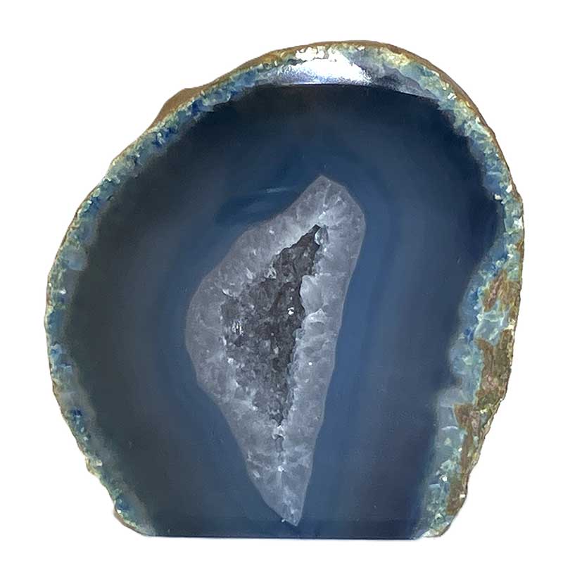 メノウ原石水晶付き（ブルー）約200g　No,6043