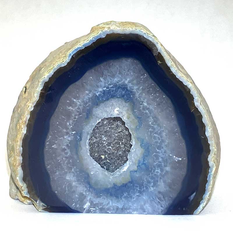 メノウ原石水晶付き（ブルー）約200g　No,6044