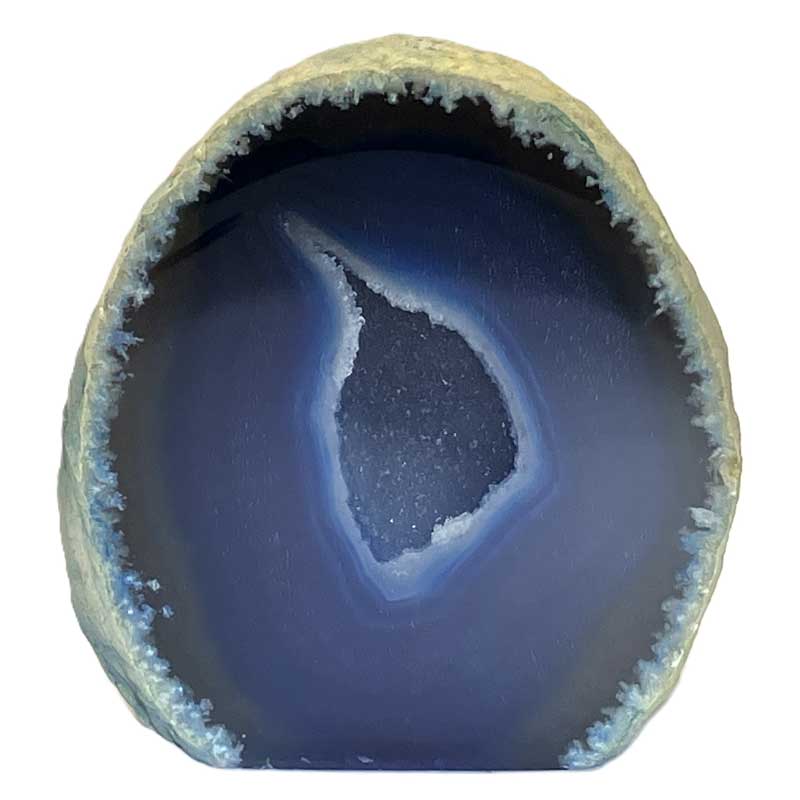 メノウ原石水晶付き（ブルー）約200g　No,6046