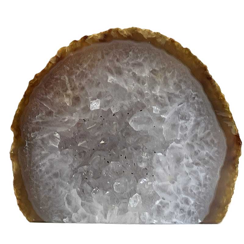 メノウ原石水晶付き（ナチュラル）約300g　No,6050