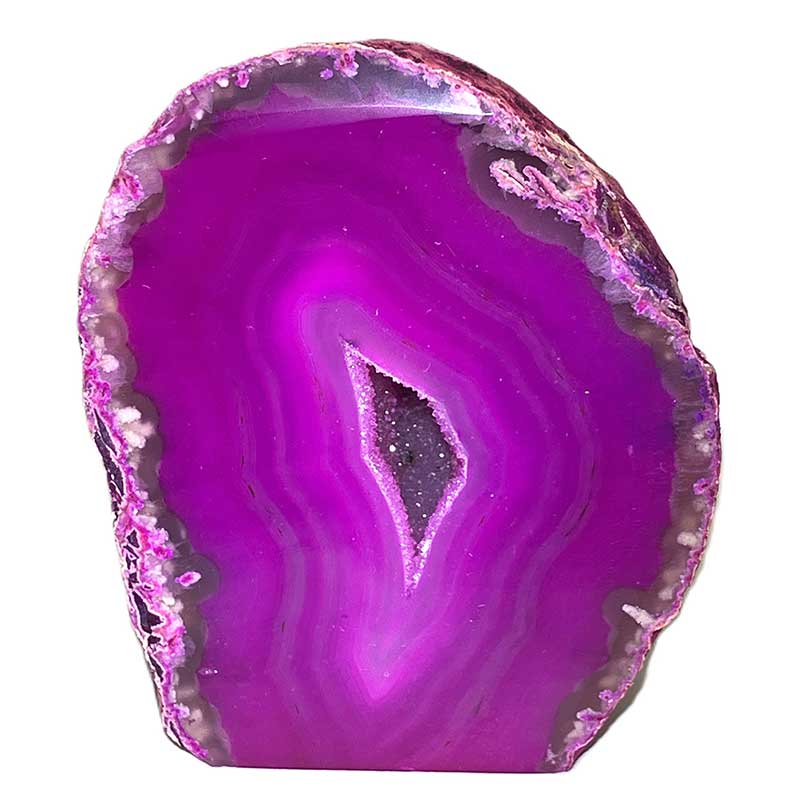 メノウ原石水晶付き（ピンク）約300g　No,6055