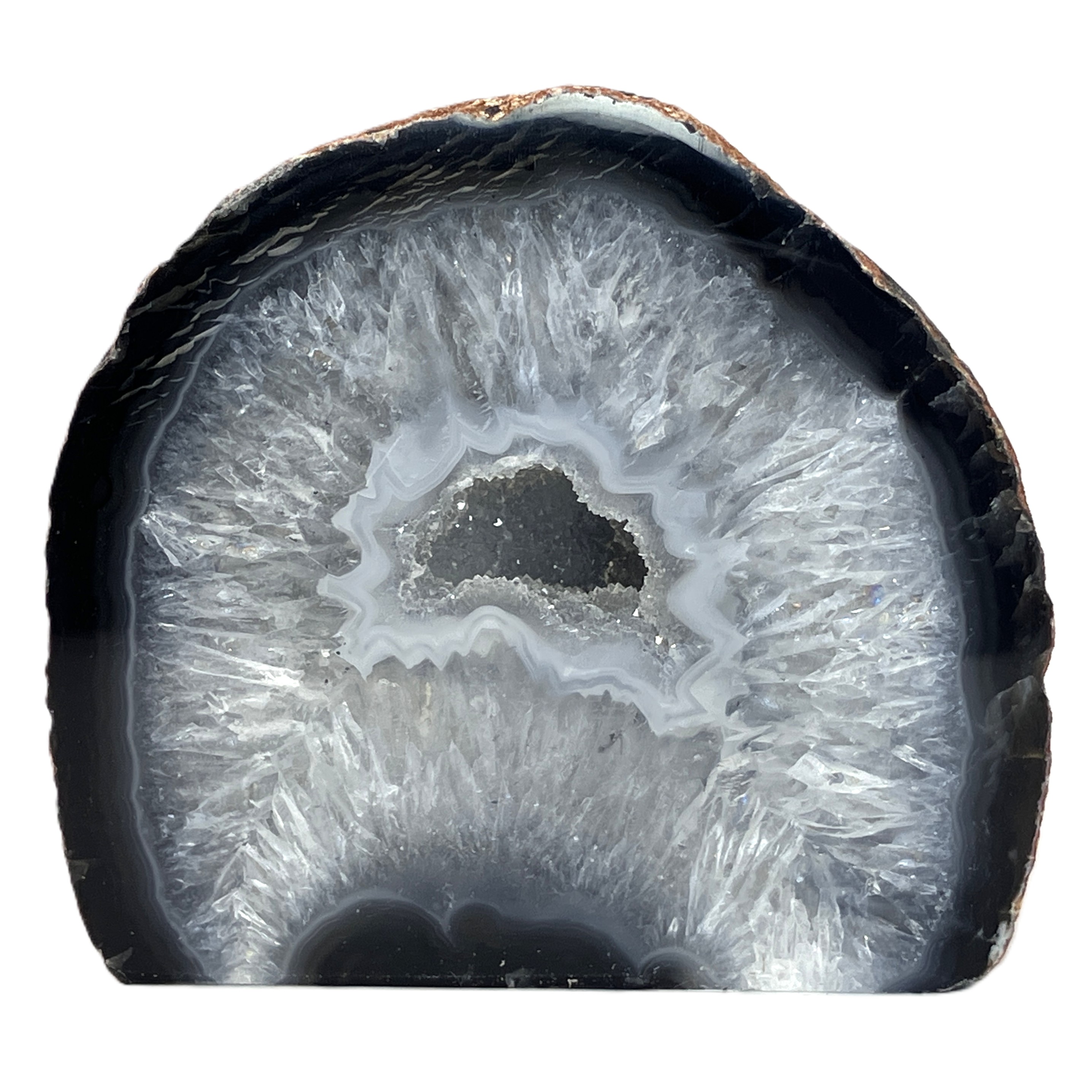 メノウ原石水晶付き（ナチュラル）約200g　No,4704