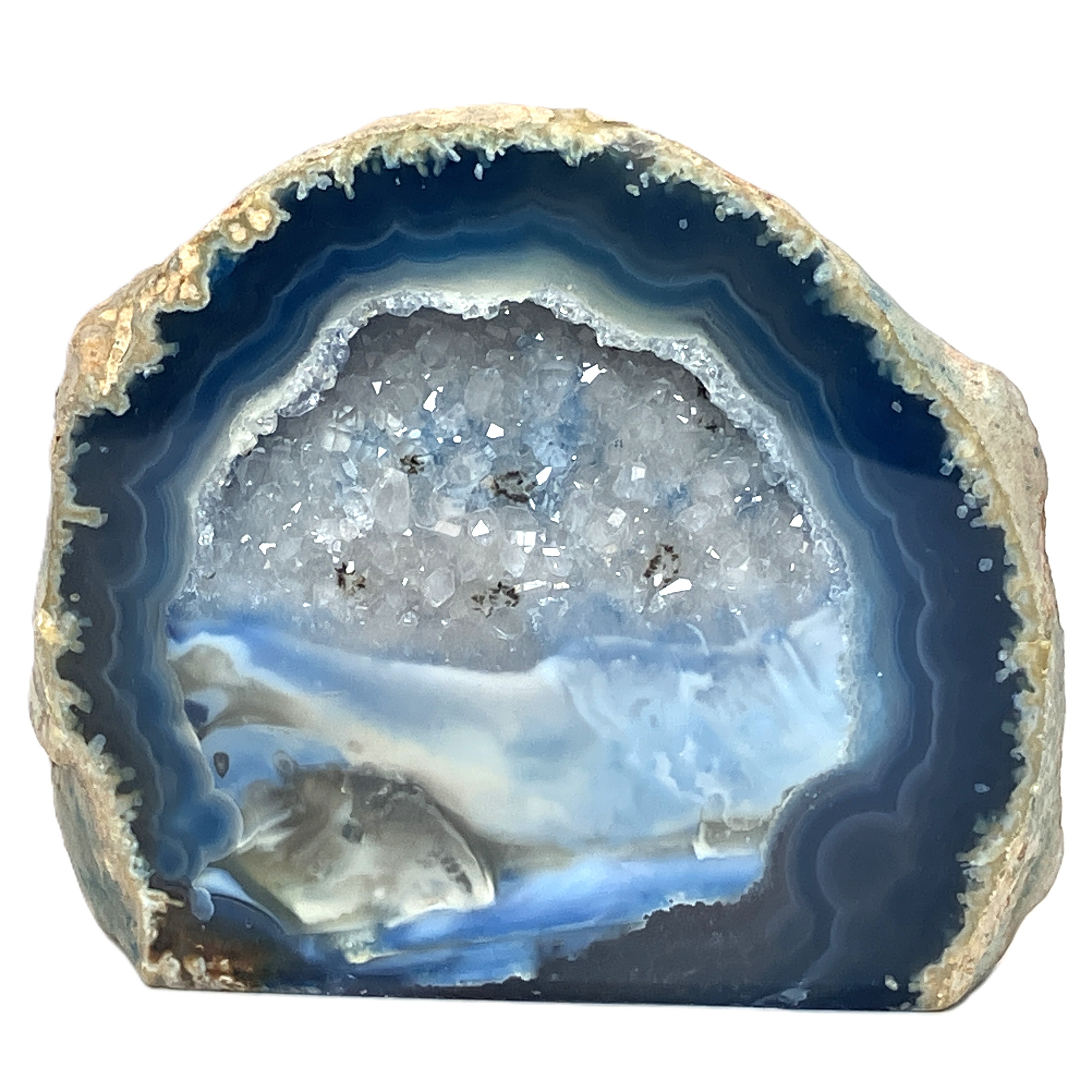 メノウ原石水晶付き（ブルー）約200g　No,4707