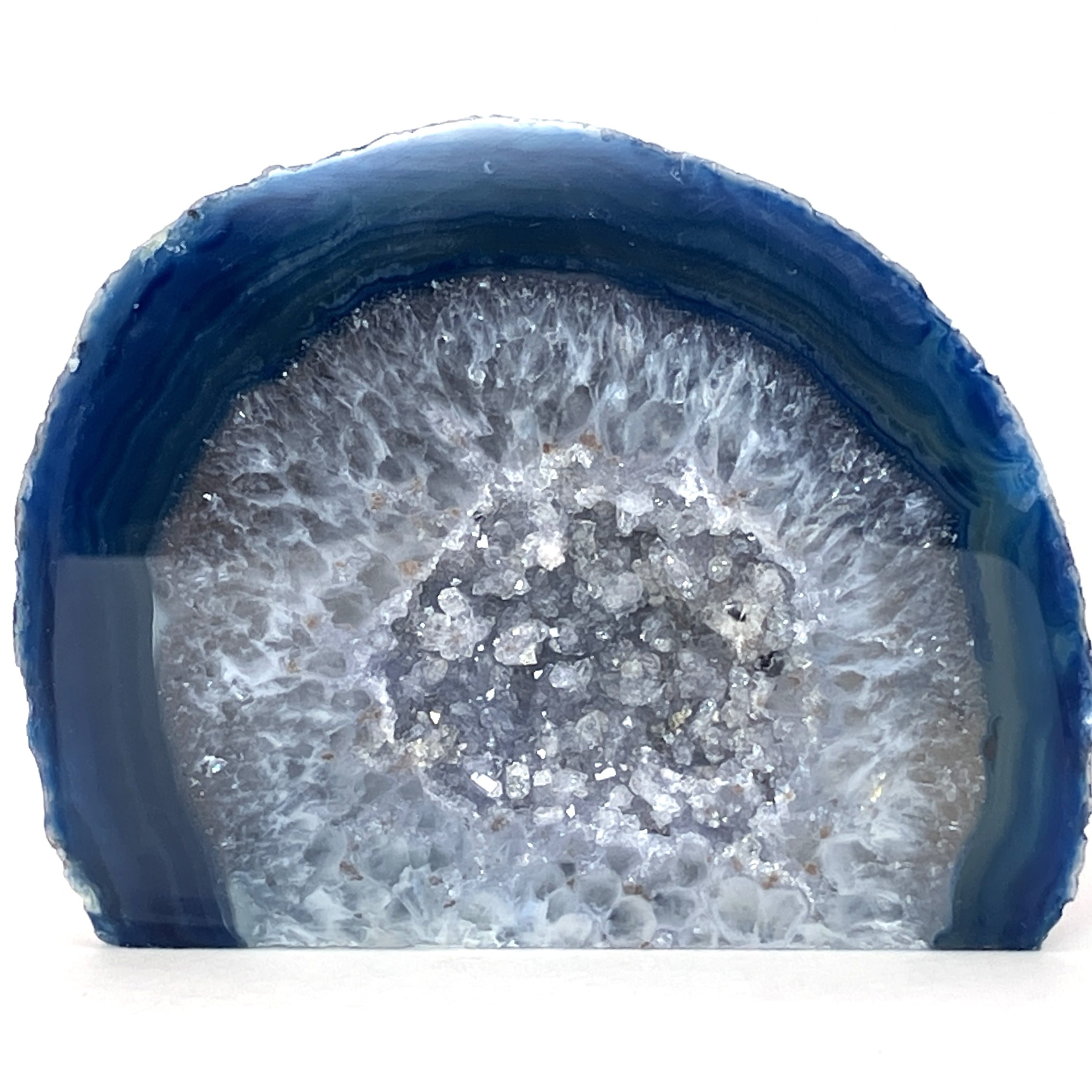 メノウ原石水晶付き（ブルー）約200g　No,4708