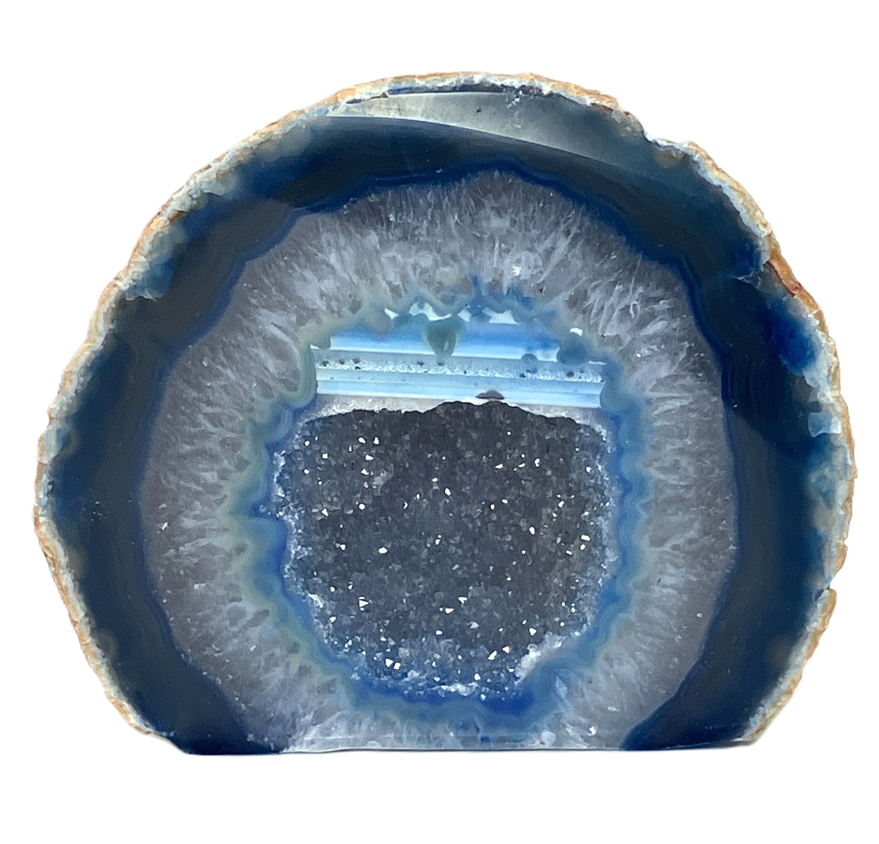 メノウ原石水晶付き（ブルー）約200g　No,4709