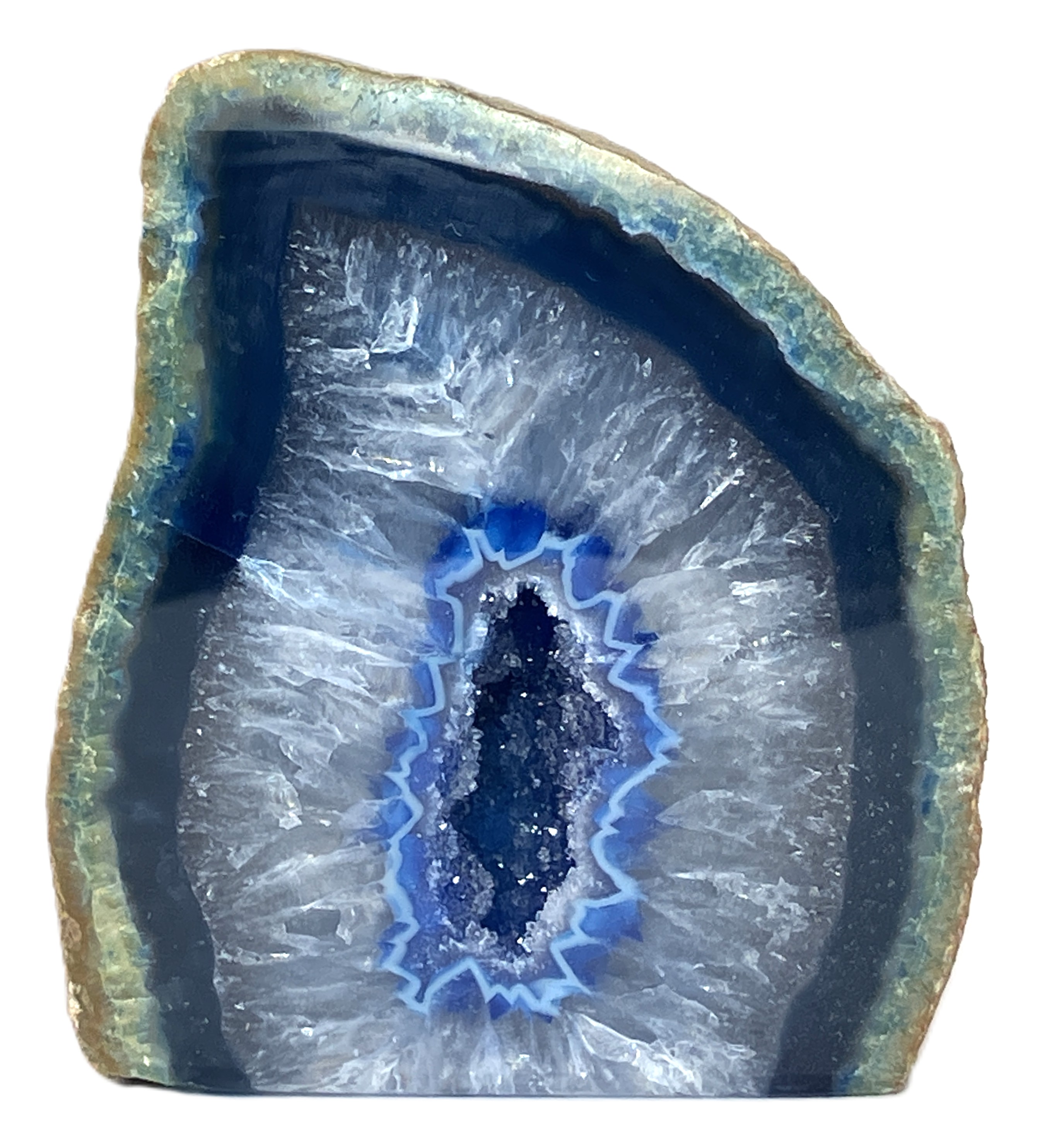 メノウ原石水晶付き（ブルー）約300g　No,4711