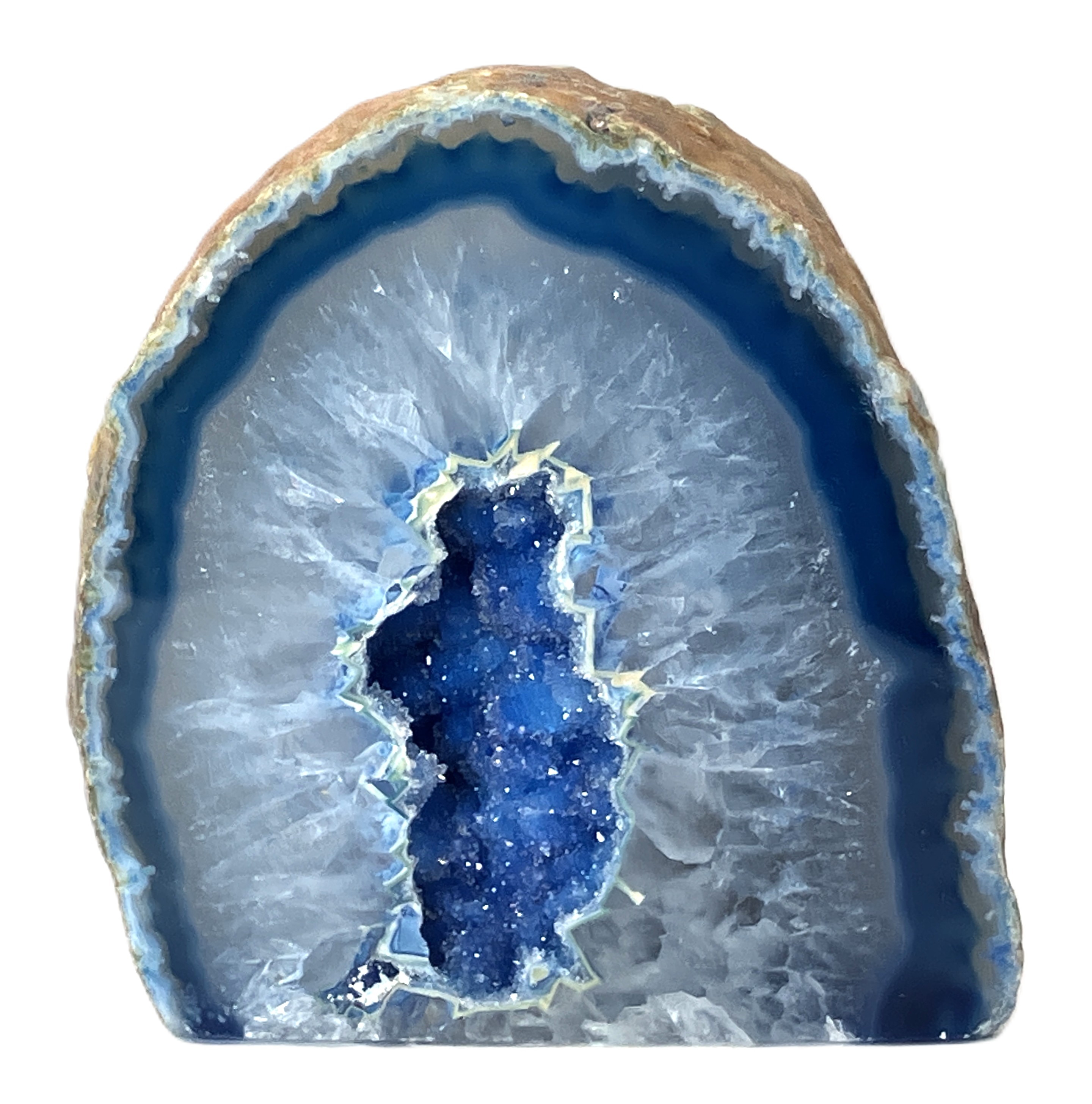 メノウ原石水晶付き（ブルー）約300g　No,4712