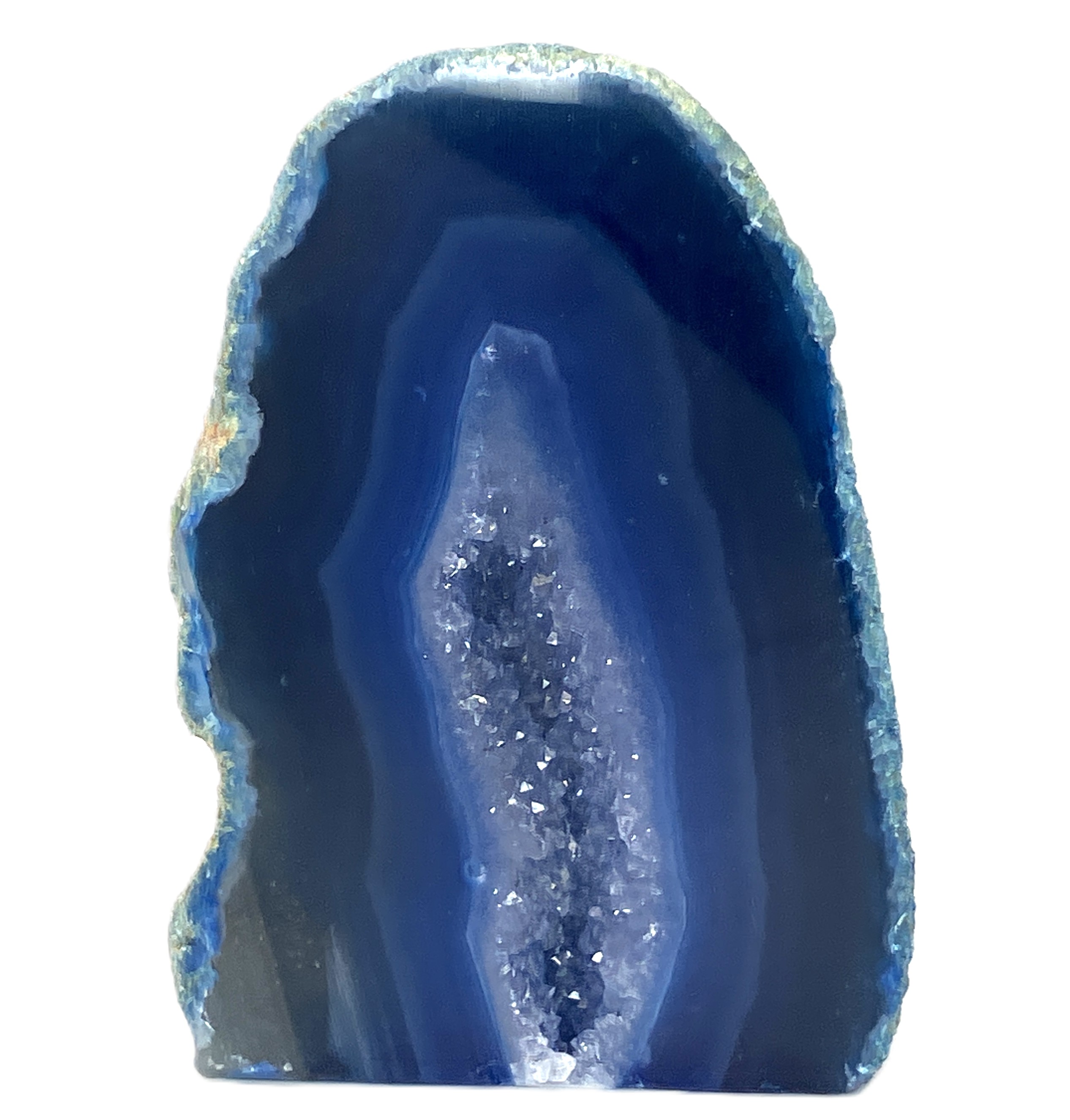 メノウ原石水晶付き（ブルー）約300g　No,4713