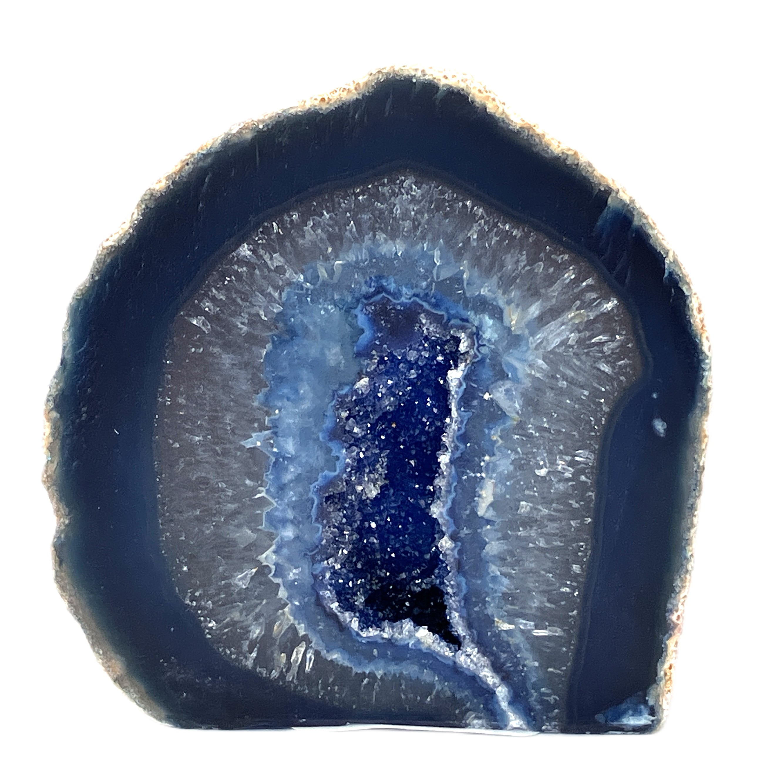 メノウ原石水晶付き（ブルー）約300g　No,4715