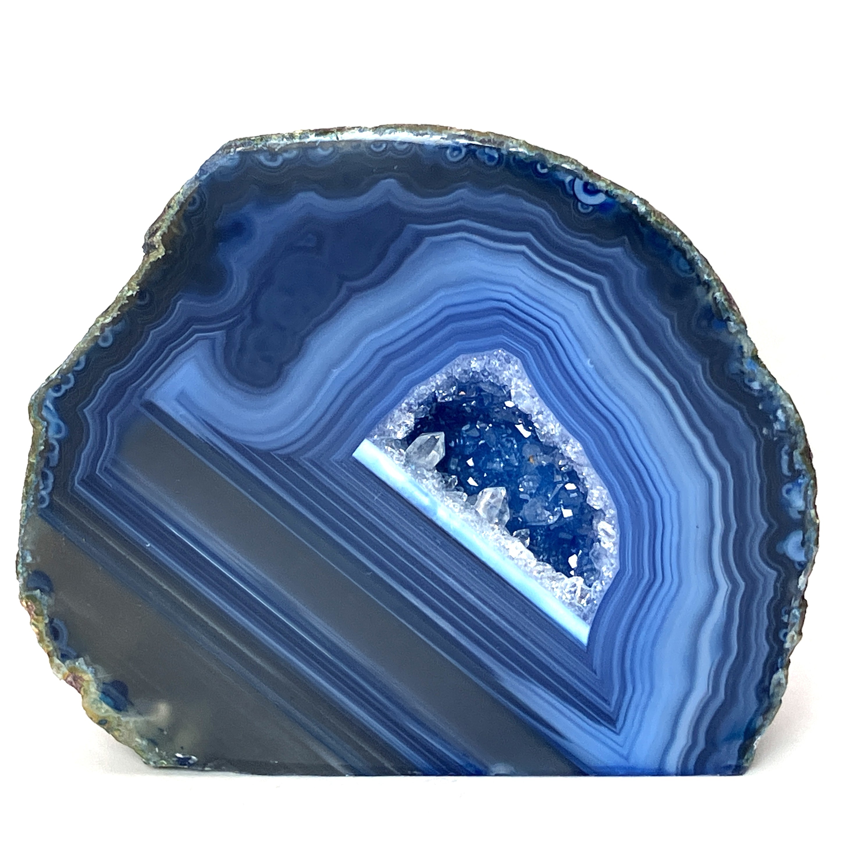 メノウ原石水晶付き（ブルー）約300g　No,4716