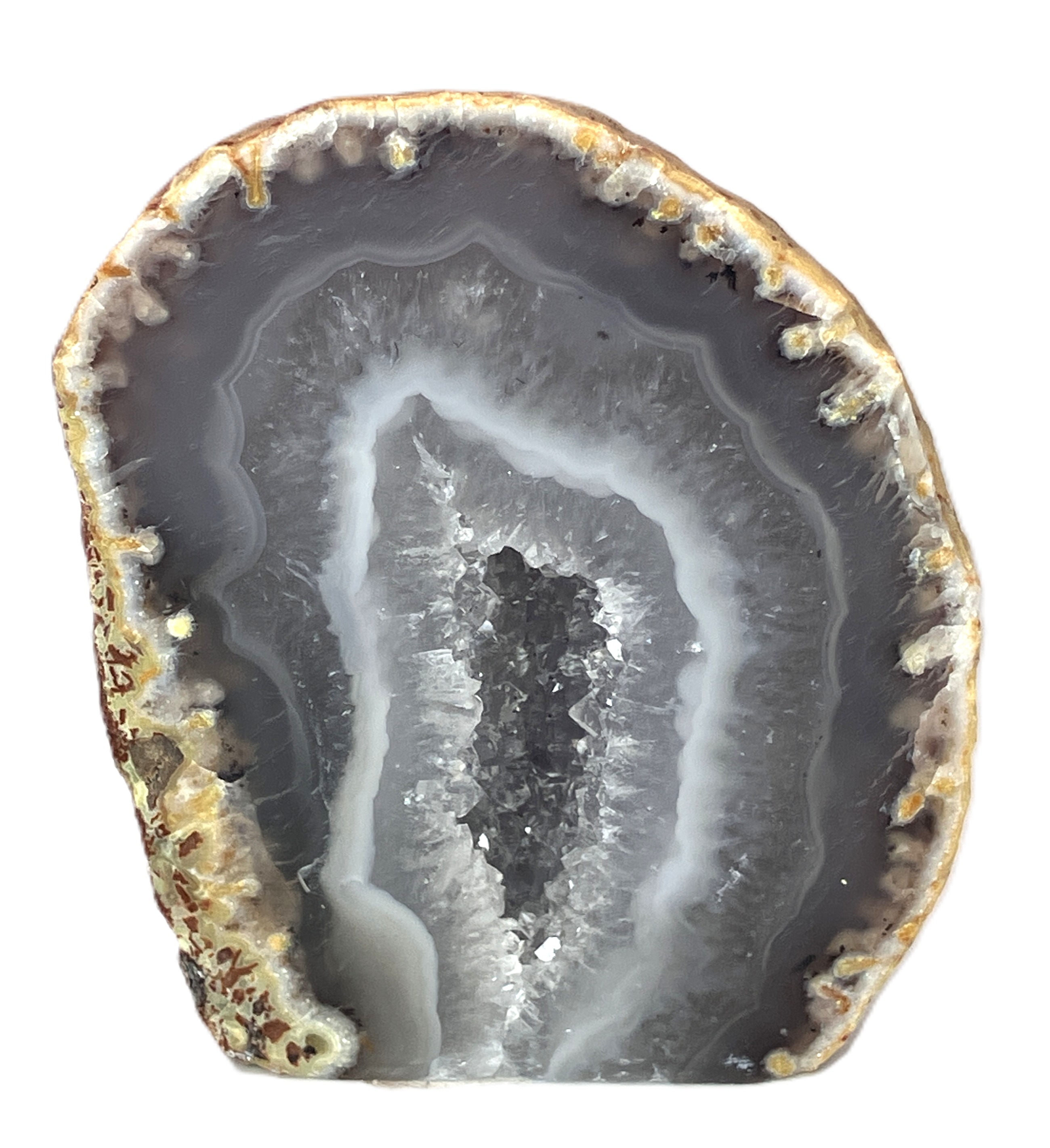 メノウ原石水晶付き（ナチュラル）約300g　No,4719